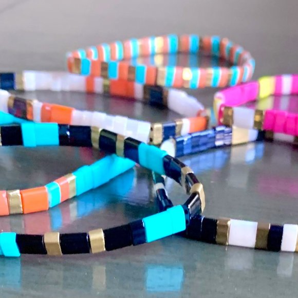 Handmade Friendship Miyuki Tila Glass Beaded Elastic Stretch Bracelets 6 Styles - Picture 4 of 14